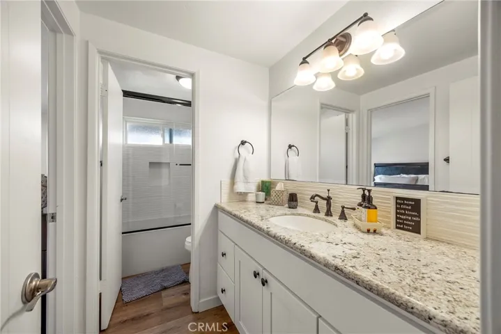 The jack and Jill bathroom between bedrooms 2 and 3.