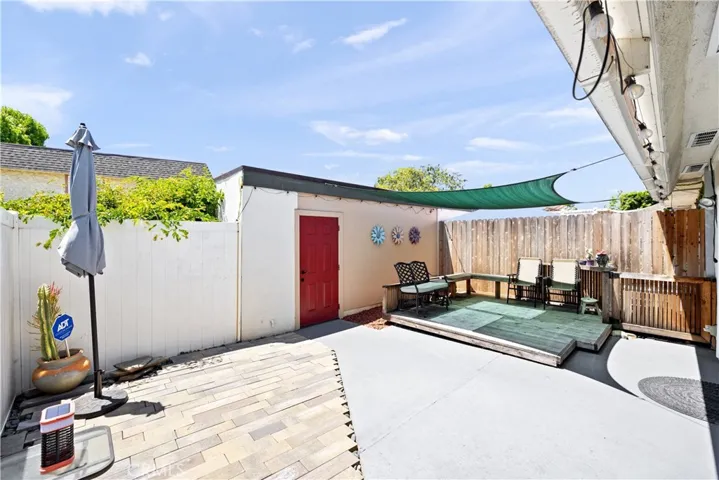 Private patio with garage access