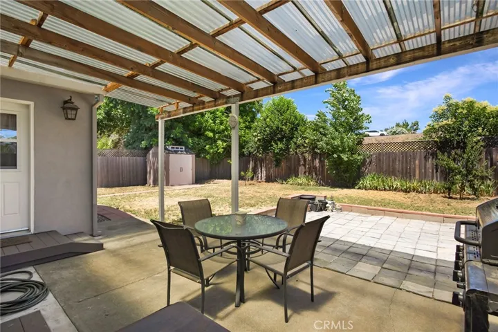 BackyBackyard Shot of Very Sturdy Stucco and Brick Construction with At active Wisteria Vines located on a large quarter acre, mostly fenced-in lot. 1532 Sqft 3/2 home is also commercially zoned to run your own business from home! Great Soil for Gardening!ard Shot