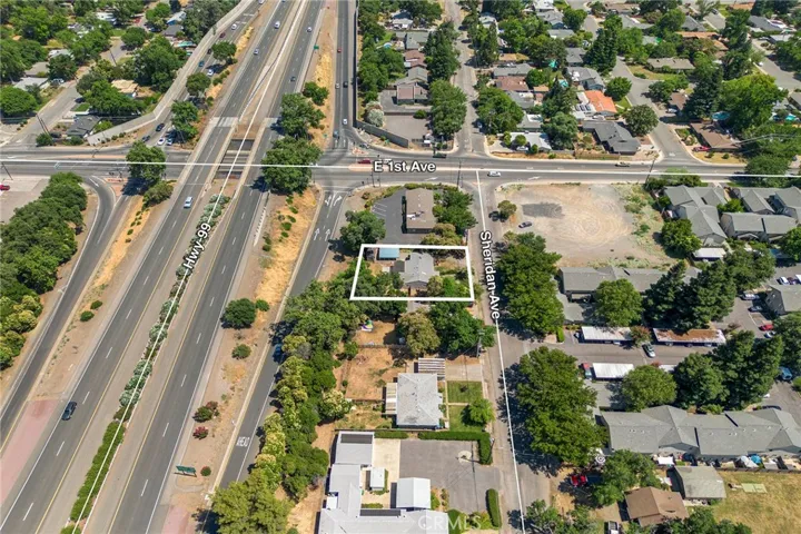 Drone Shot of home located only 4 blocks from Bidwell Park and down the stret from In Motion Fitness. Also close to schools and Shopping.