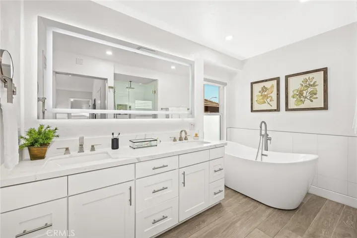 Double Sink, LED Smart Mirror, and Soaking Tub