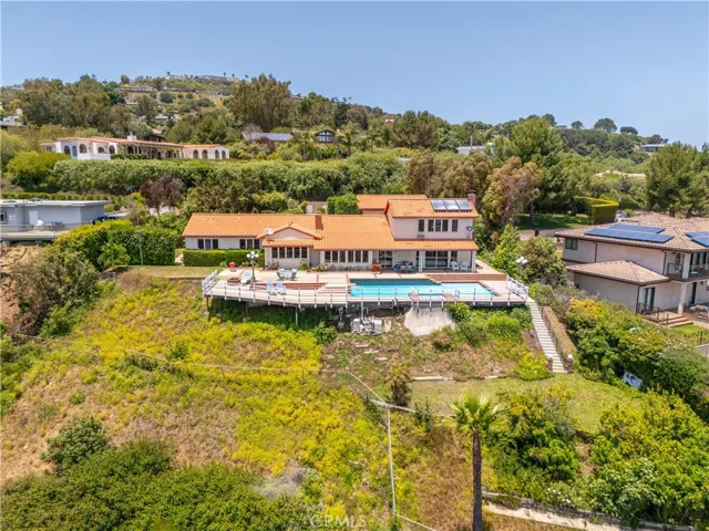 View from canyon up to house and pool
