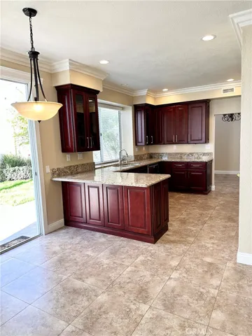 Kitchen open to the family room.