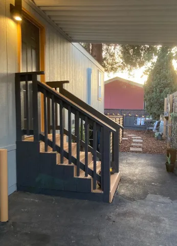 Back entrance around dusk