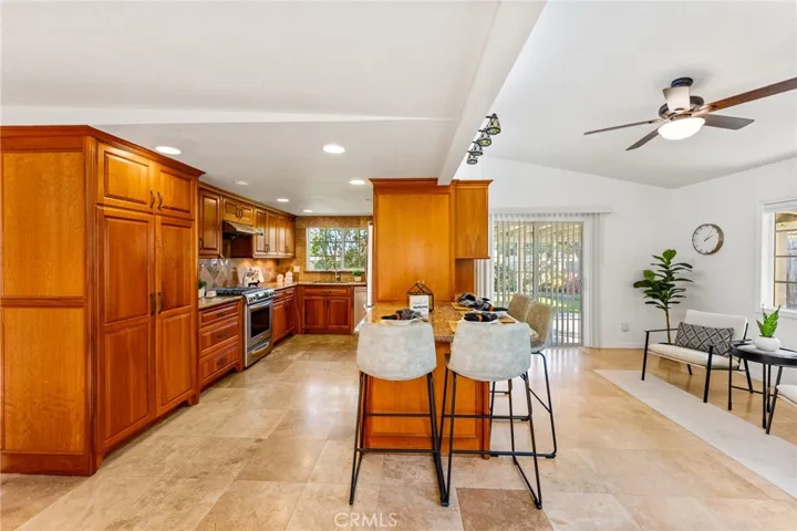 View of Kitchen and Family Room from the Dining Room