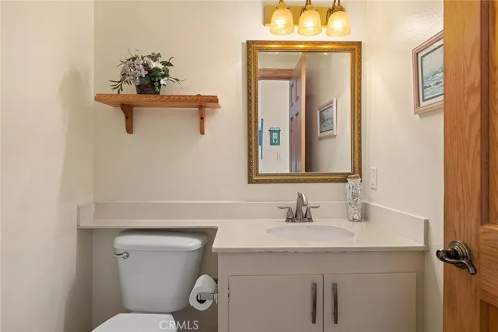 Powder room off family room