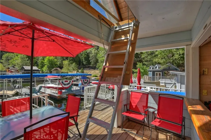 Ladder from dock patio area to sleeping loft