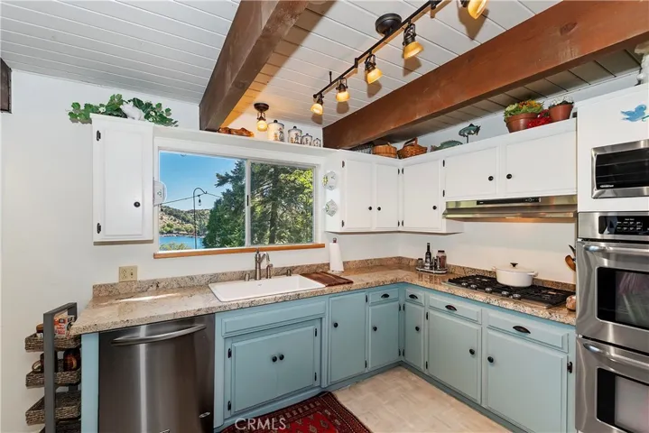 Kitchen with lake views