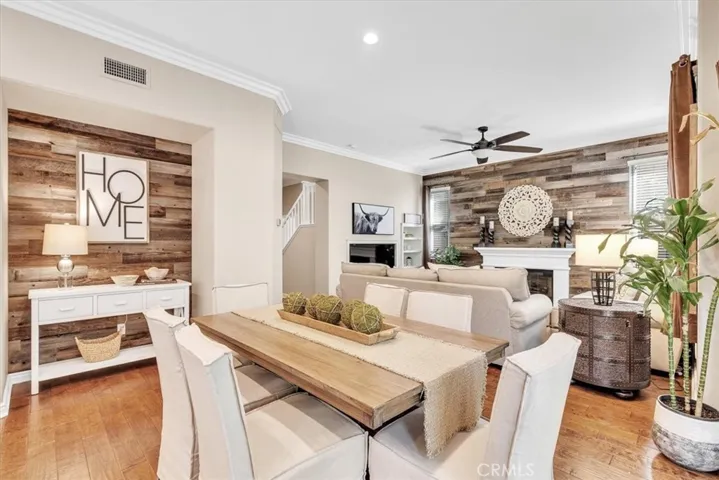 Looking from the kitchen into the dining & living room areas.
