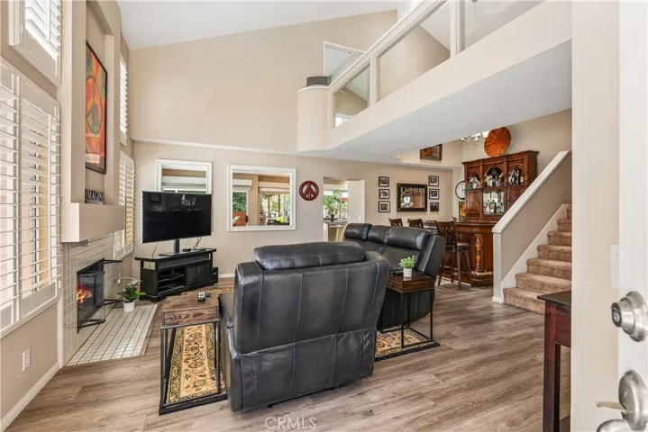 Spacious living room with vaulted ceilings