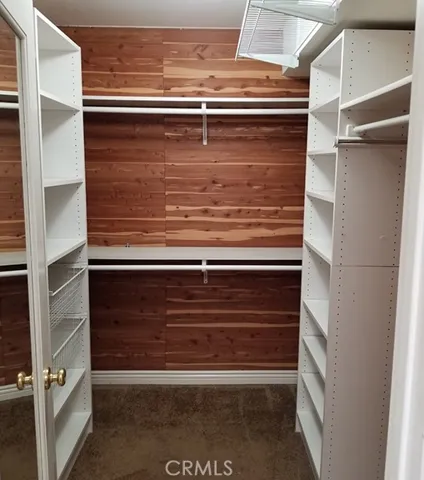 Cedar lined walk in closet in the master bathroom