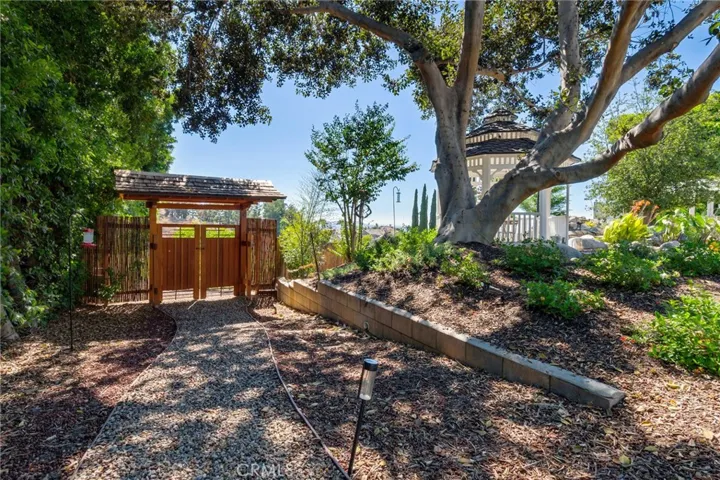Japanese garden gate to orchard