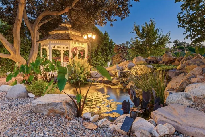 koi pond to gazebo