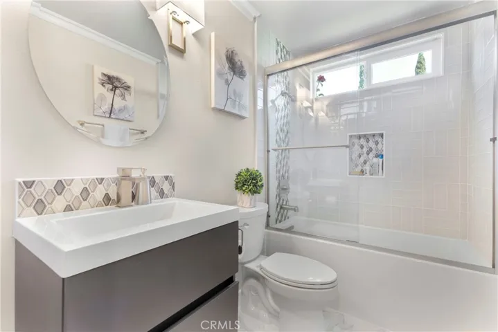 Remodeled hall bath  tob and shower