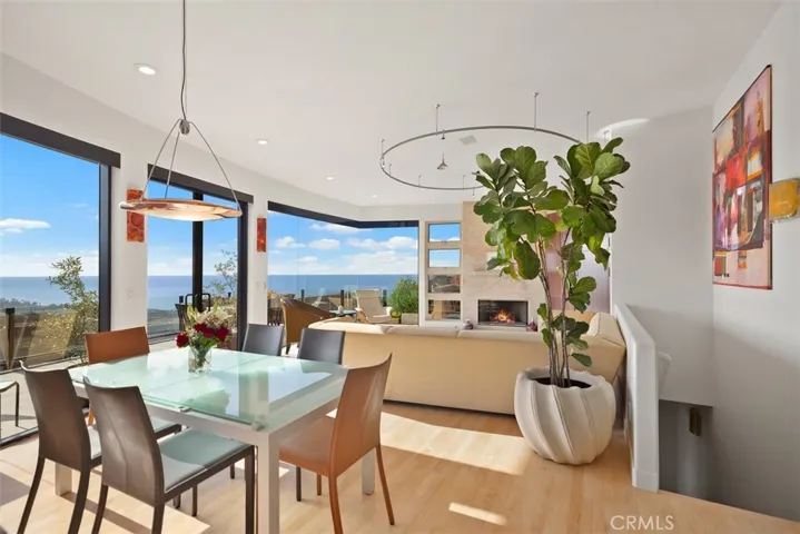 Open dining and living area
