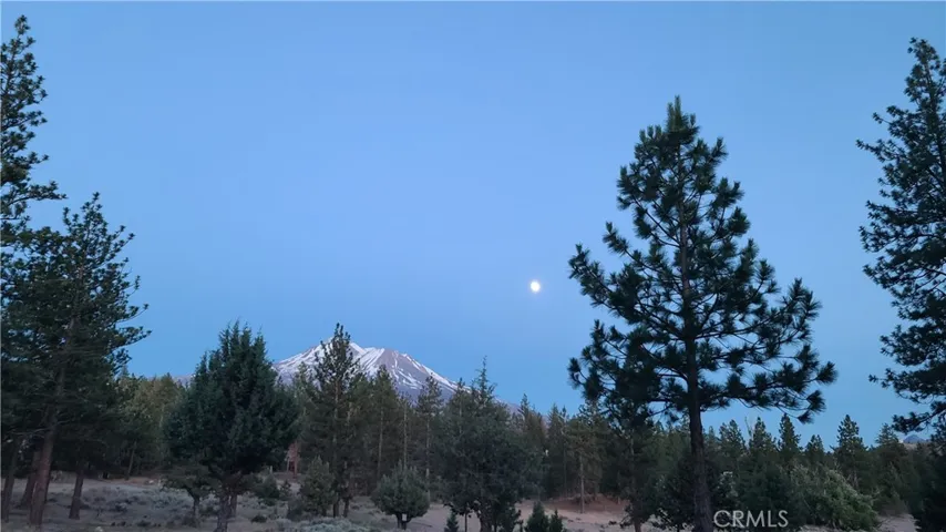 From the front of the house you can see the moon watching over beautiful Mt. Shasta!