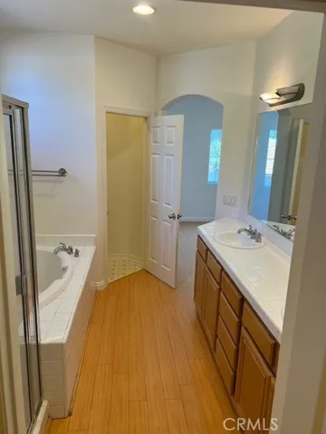 Primary Bath with Dual Sinks, Walk in Shower Soaking Tub, Walk in Closet  Privacy plus!