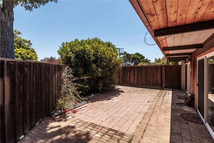 South facing back patio with lots of light and space. Access from 3 locations, the living room and second and third bedrooms.