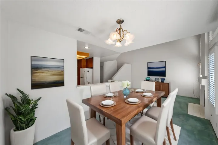 Virtually staged dining area