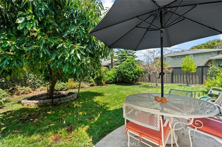 Backyard with new fencing.