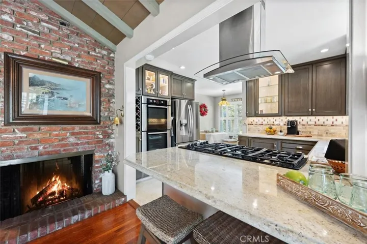 Looking into the kitchen from the family room.