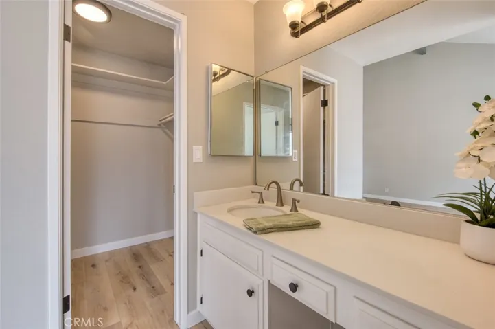 Primary bedroom en suite bathroom and walk-in closet.