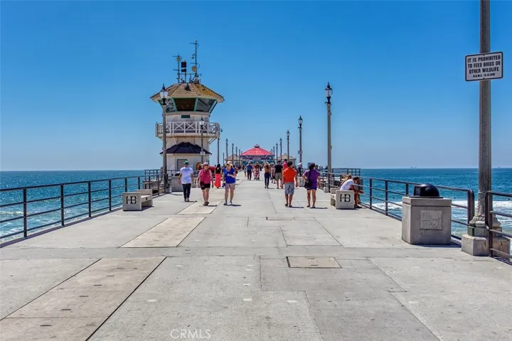 The Huntington Beach Pier is a great place to stroll or watch surfers.