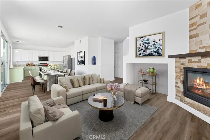 Virtually Staged Open Floorplan - Living, Dining and Kitchen Areas