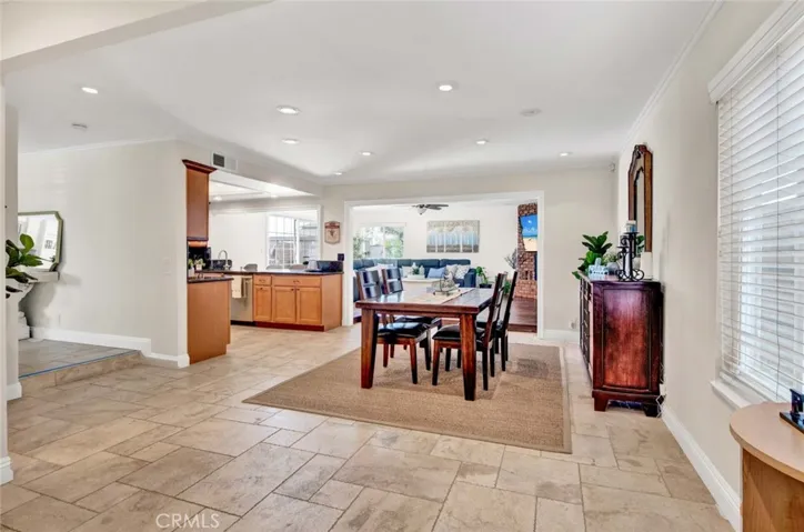 Dining Room, Family Room, and Kitchen