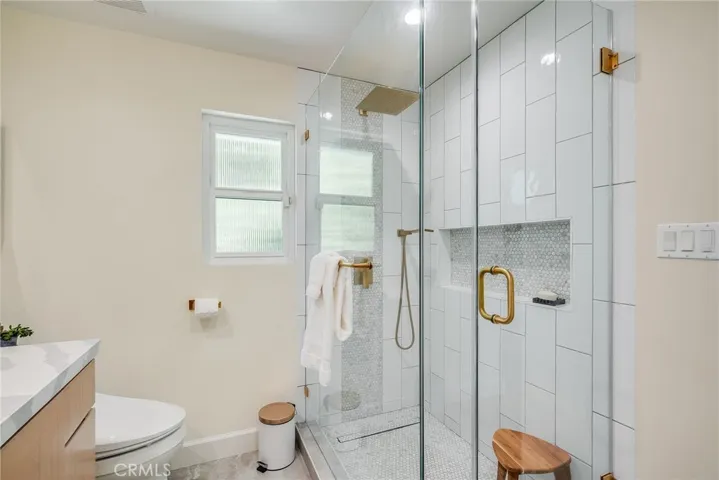 Primary bathroom with shower.