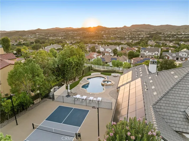 pickleball court, pool and view