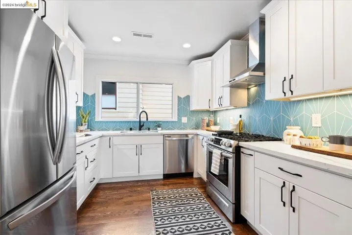 Renovated kitchen with stainless steel appliances