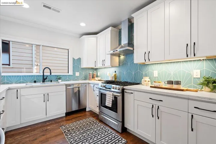 Renovated kitchen with stainless steel appliances