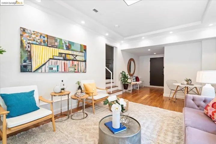 Downstairs family room with separate exterior entry to backyard