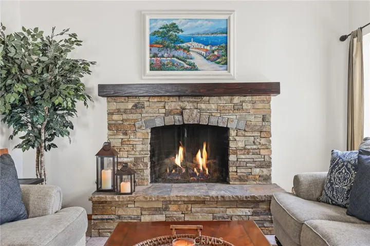 This fireplace was custom made with handpicked special stones and custom made mantel.