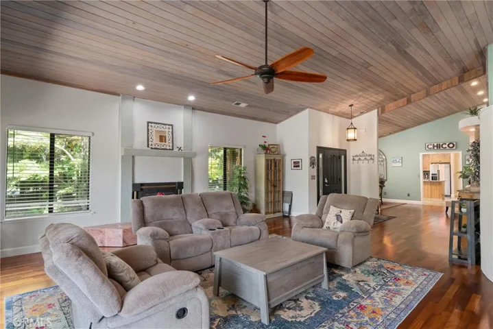 Living room with dining area beyond