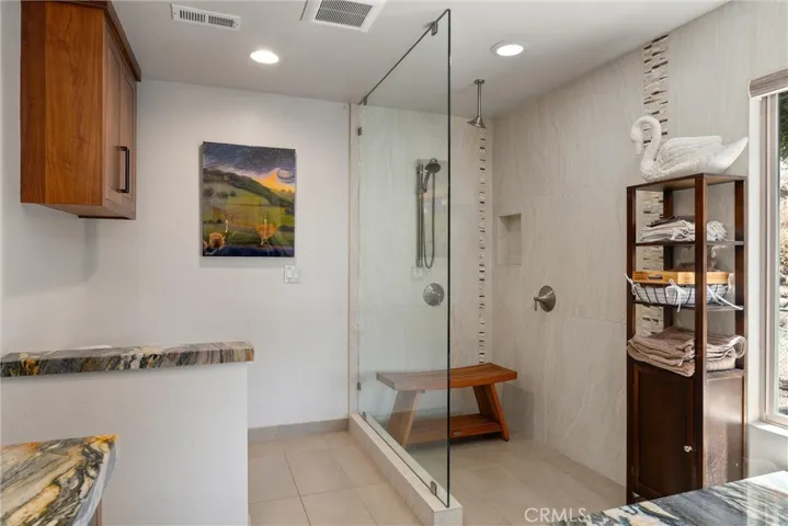 Remodeled shower in primary bathroom