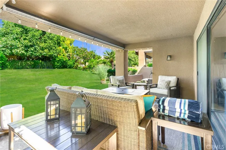 Main patio with fire table