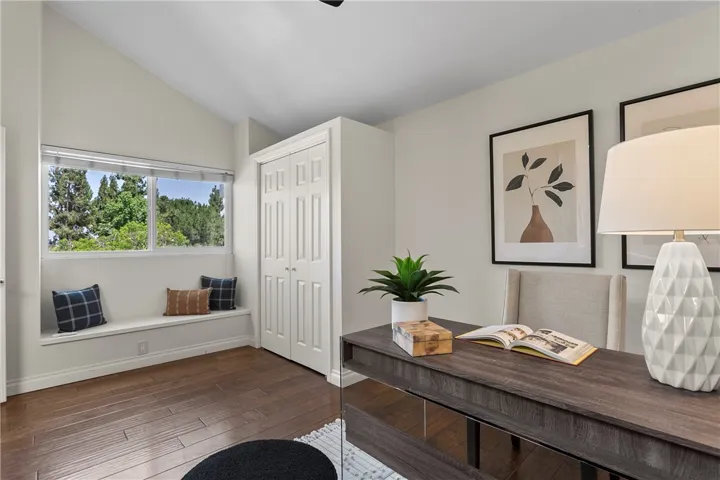 Window seat and wood floors!