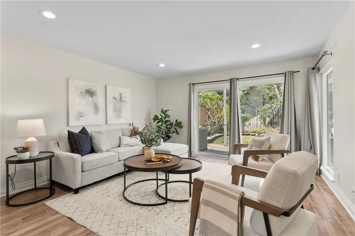A warm and inviting space that flows effortlessly to the backyard.