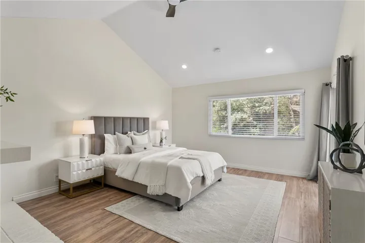 Vaulted ceilings add to the luxury of the primary suite.