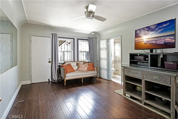 BEDROOM 2 (currently used as den), is also very spacious and has direct access to 3/4 bath and backyard patio