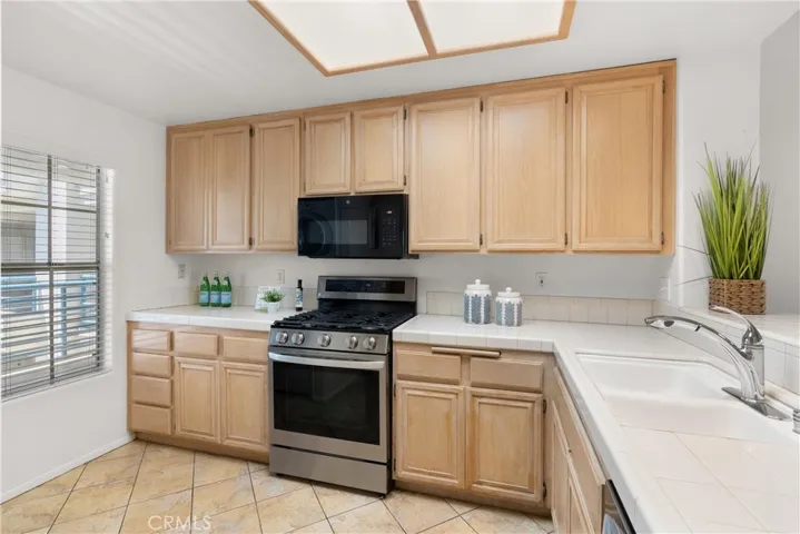 Spacious kitchen with window to front