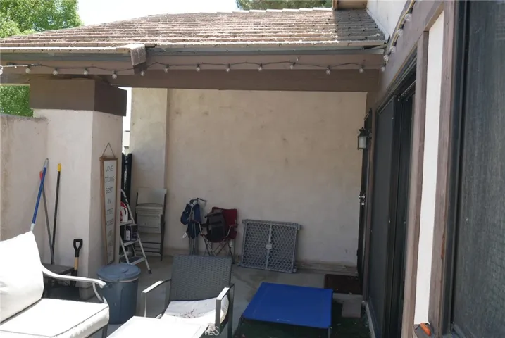 Patio: partially covered, patio entry gate, patio faces east for nice morning sun and is always shaded in the afternoon.