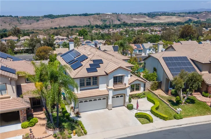 Aerial view of this stunning Las Flores home and the community.