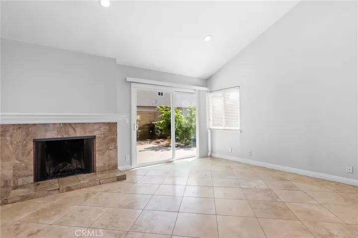 Open floor plan with fireplace