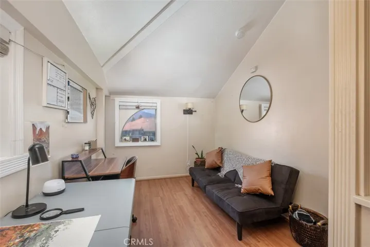 The light and bright loft has really nice, vaulted ceiling as well