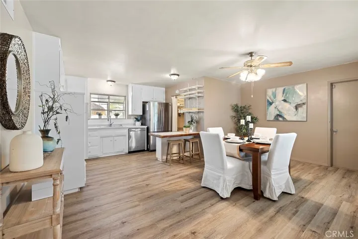 Large country kitchen could easily hold a dining table for 6-8 people.