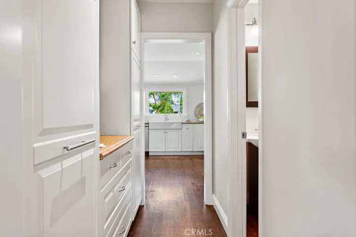 The pantry area connects the kitchen and family room