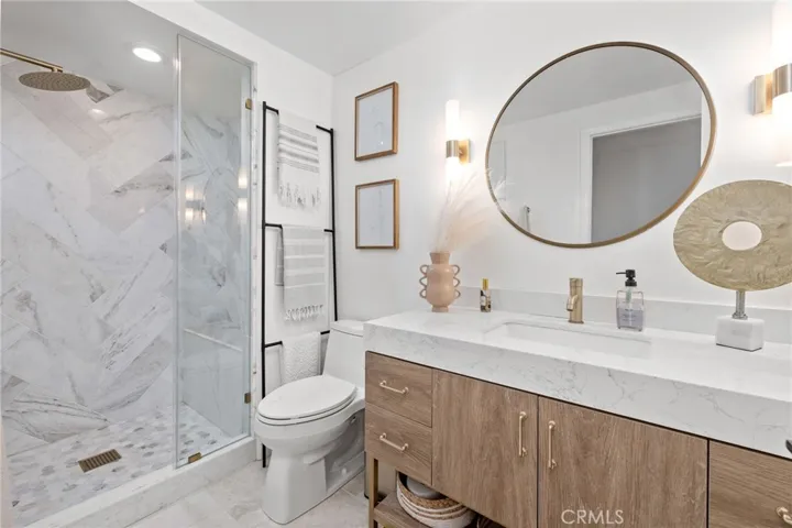 Beautifully remodeled bathroom #3. The guest bath on the main level.